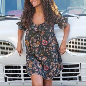 Natural Life Sienna Gauzy floral western boho mini dress Western cowgirl L/XL
